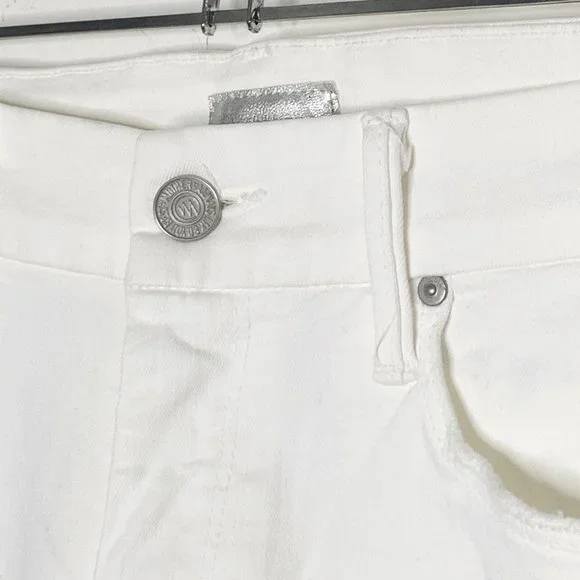 MOTHER Denim NWT White Looker Ankle Fray Raw Hem Jeans Little Miss Innocent 26 - Picture 6 of 16